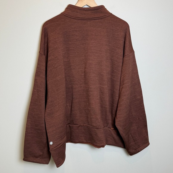 NWT Athleta Womens 3X Altitude Polartec Half Zip Sweatshirt Brown Plus Relaxed B - Picture 2 of 14